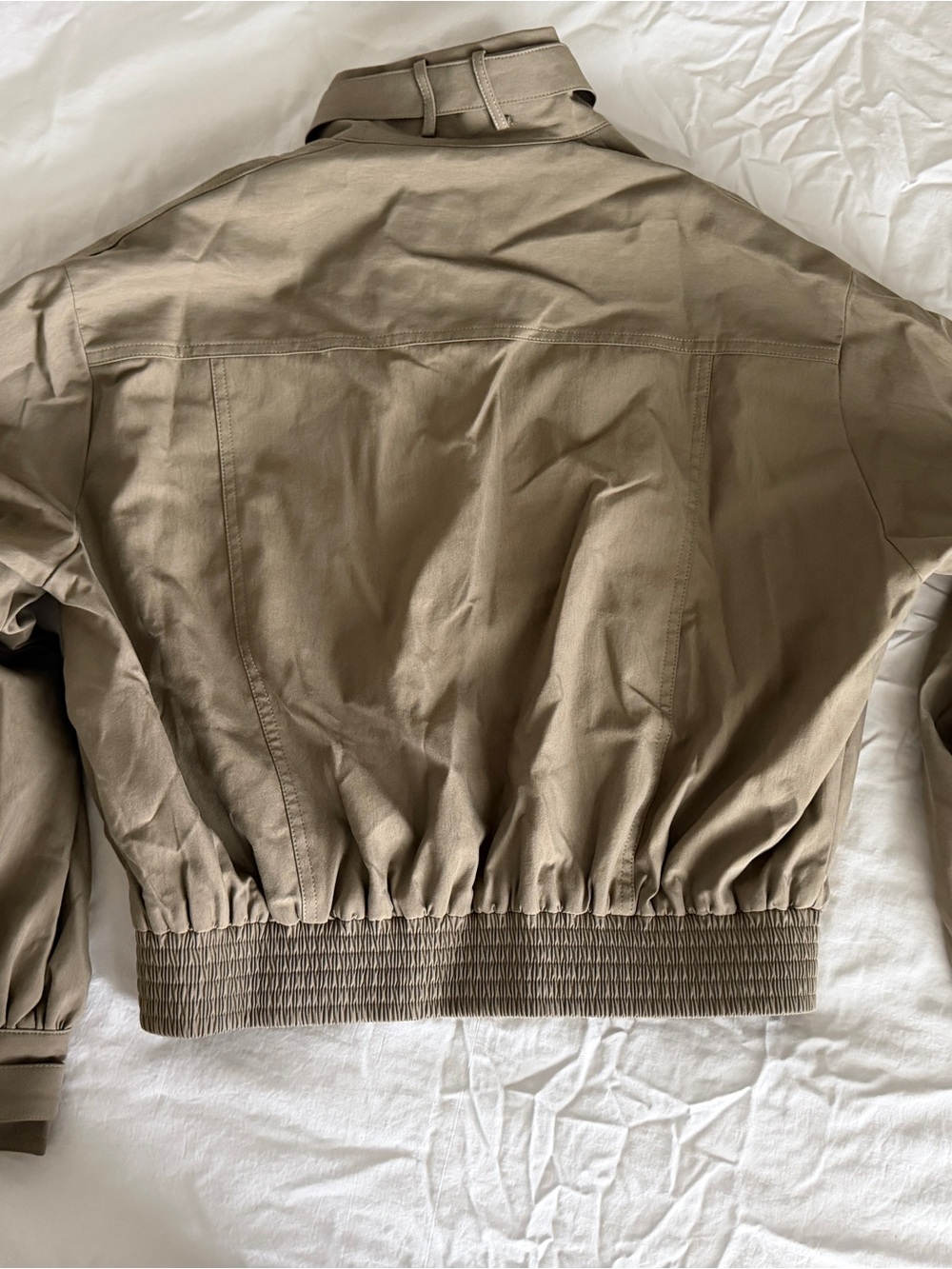 Commense Olive Belted Collar Cotton Blend Cropped Jacket Medium NWT - Picture 7 of 9